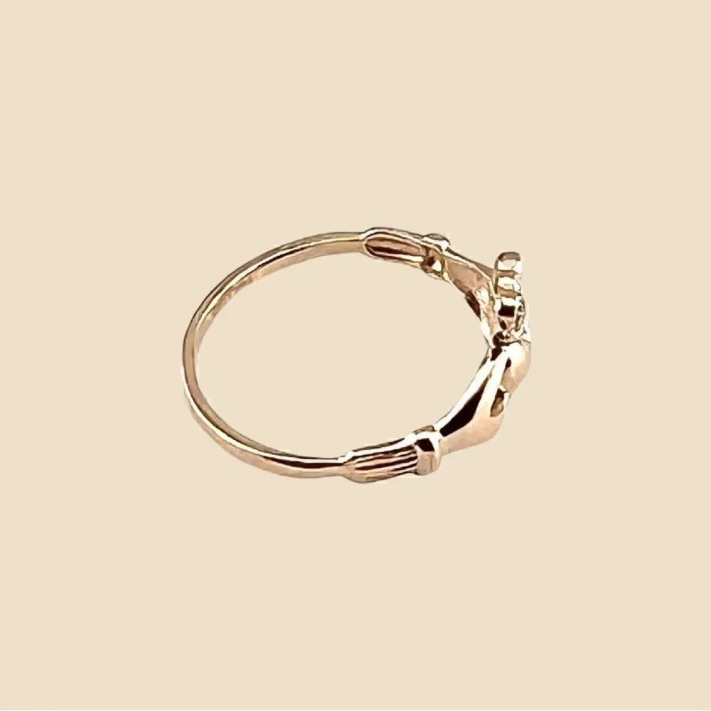 14k Solid Gold Claddagh Ring - Timeless Symbol of Love and Loyalty - gift -